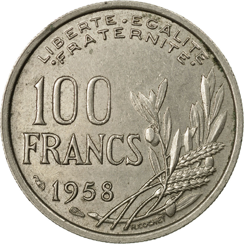 Münze, Frankreich, Cochet, 100 Francs, 1958, S+, Copper-nickel, KM:919.1, Le