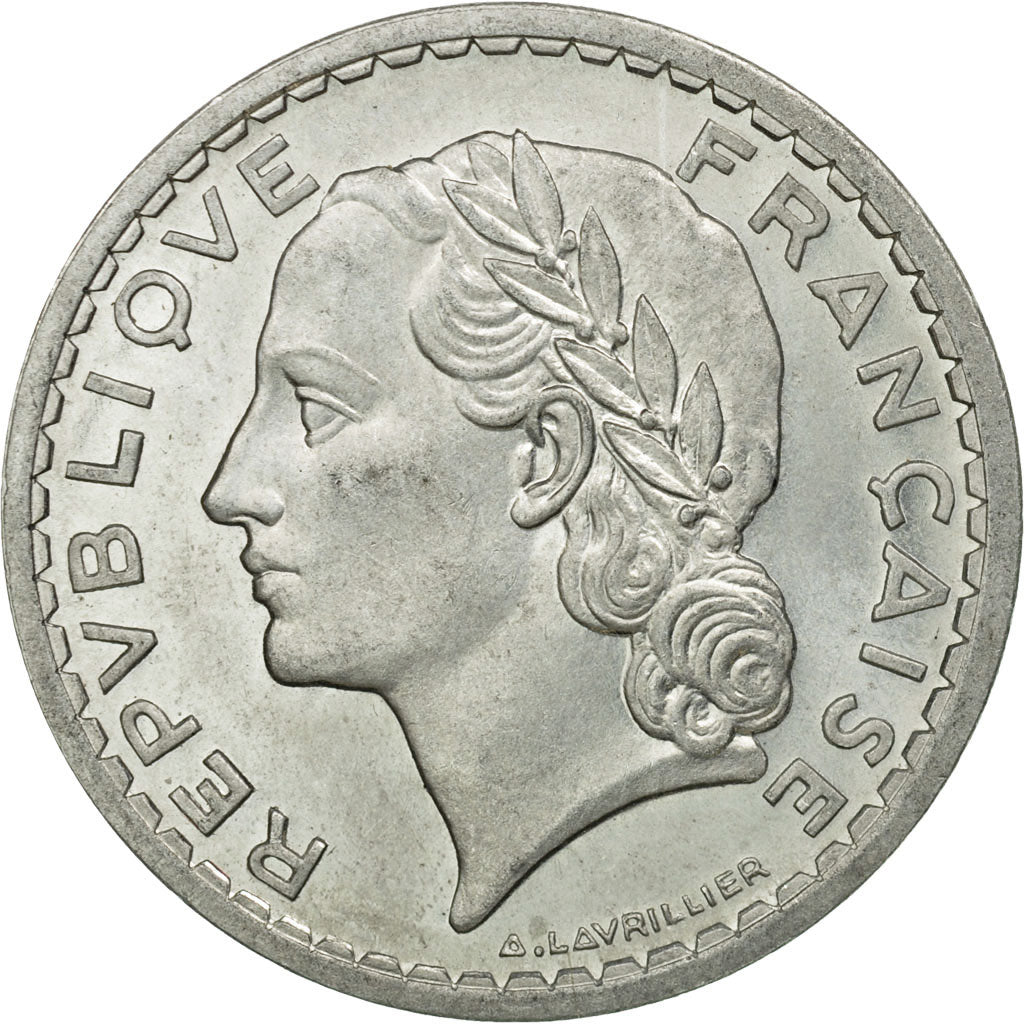 Moneta, Francia, Lavrillier, 5 Francs, 1946, Beaumont - Le Roger, SPL-