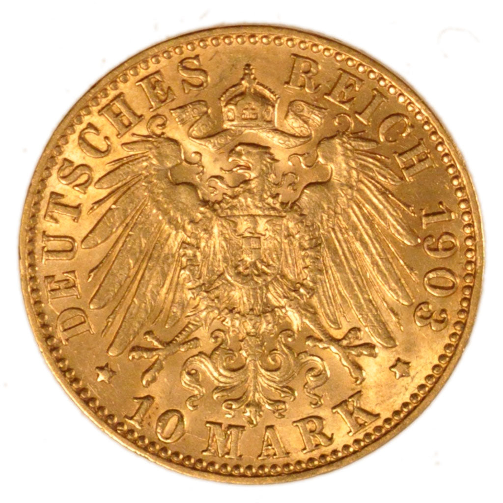 Germany, 10 Mark, 1903, Hambourg, KM #292, AU(55-58), Gold, 4.00