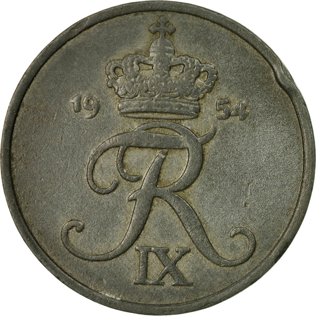 Munten, Denemarken, Frederik IX, 5 Öre, 1954, Copenhagen, FR+, Zinc, KM:843.1