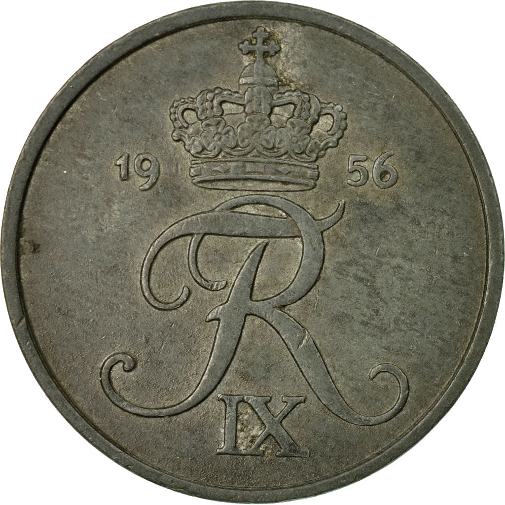 Coin, Denmark, Frederik IX, 5 Öre, 1956, Copenhagen, EF(40-45), Zinc, KM:843.2