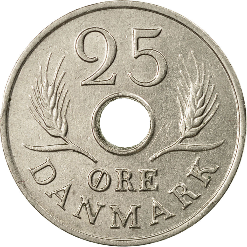 Coin, Denmark, Frederik IX, 25 Öre, 1967, Copenhagen, VF(30-35), Copper-nickel