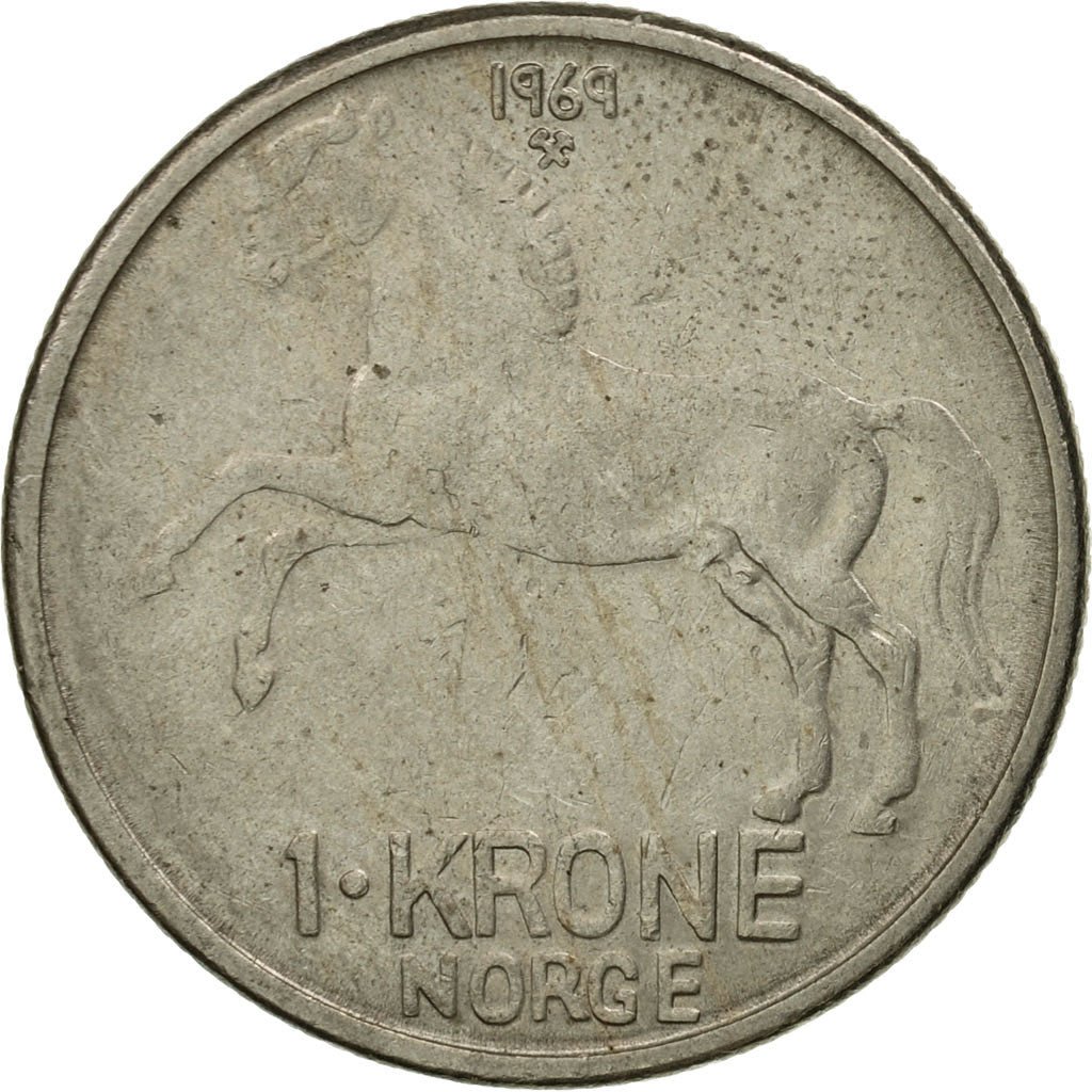 Coin, Norway, Olav V, Krone, 1969, EF(40-45), Copper-nickel, KM:409