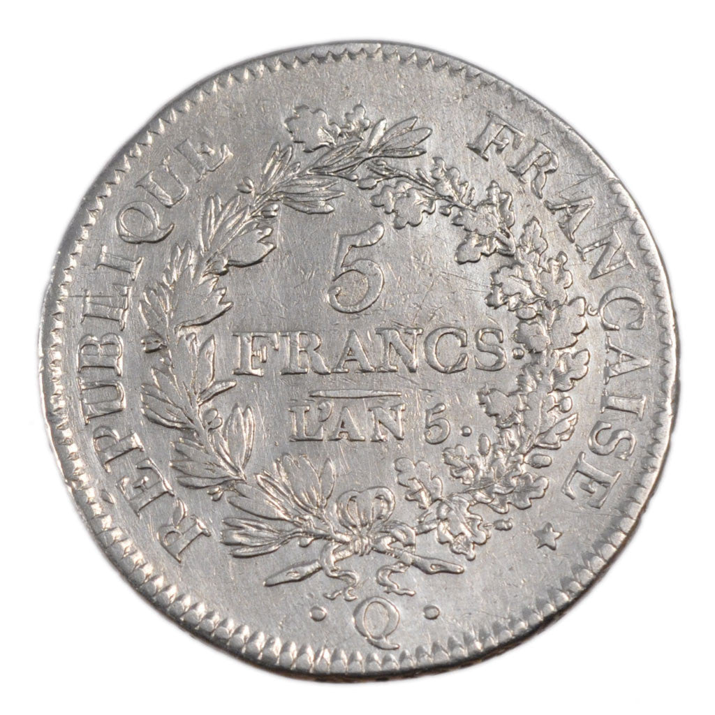 FRANCE, Union et Force, 5 Francs, 1797, Perpignan, KM #639.8, VF(30-35),...