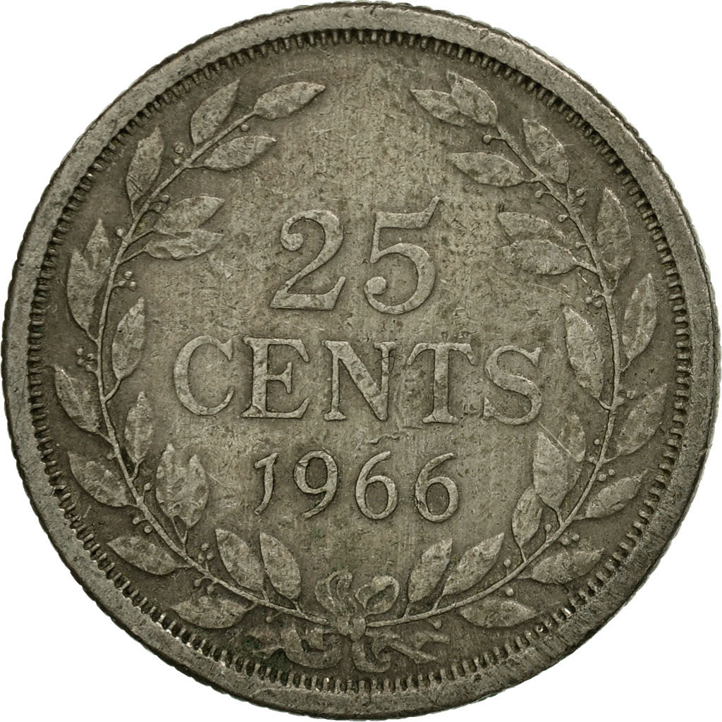 Coin, Liberia, 25 Cents, 1966, VF(30-35), Copper-nickel, KM:16a.1