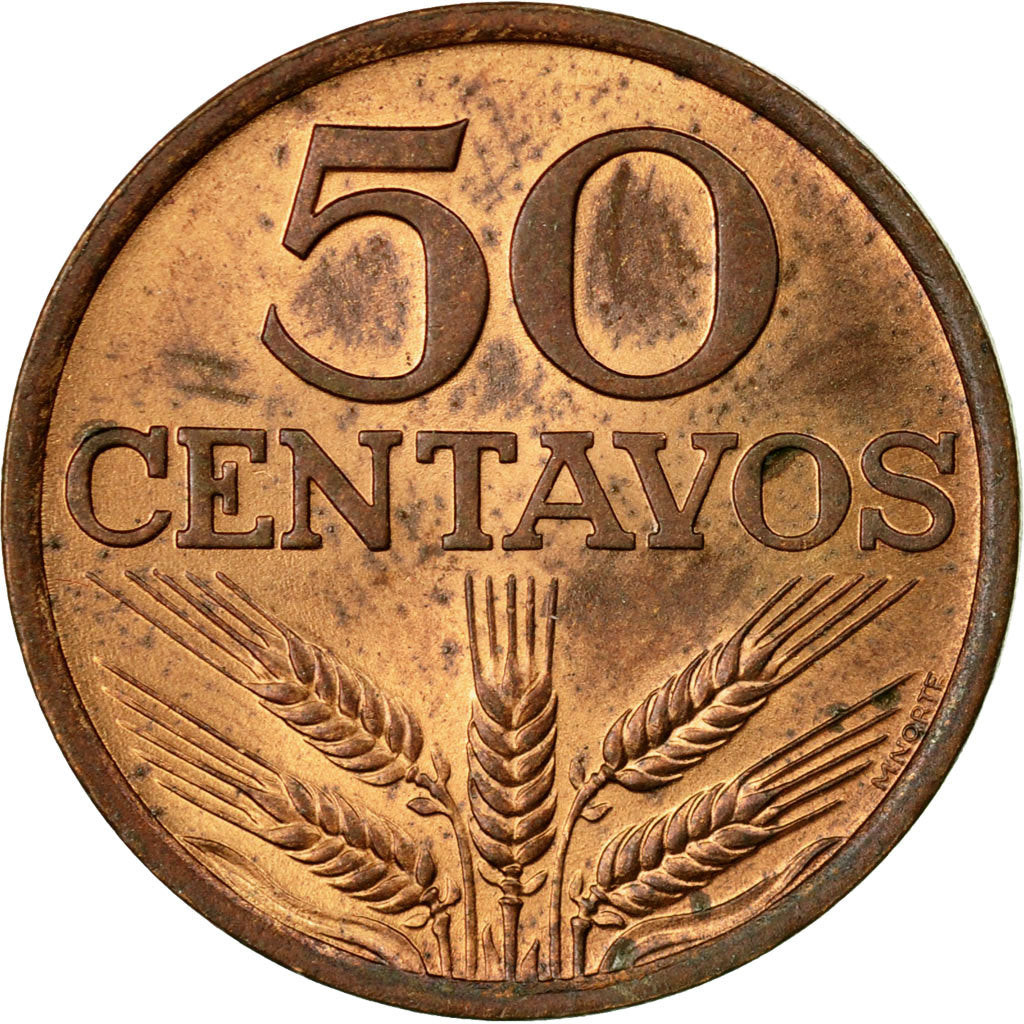 Munten, Portugal, 50 Centavos, 1977, FR+, Bronze, KM:596