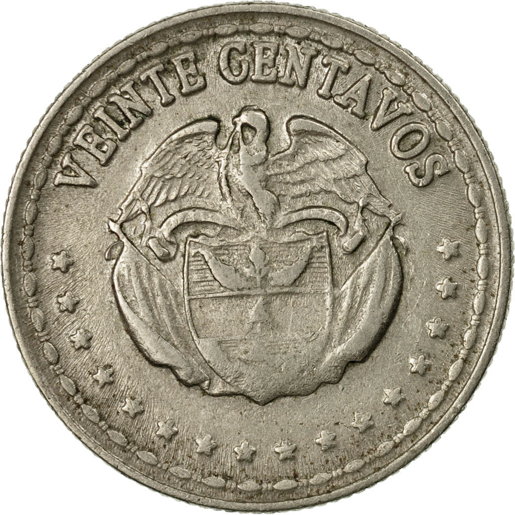 Moneda, Colombia, 20 Centavos, 1963, MBC, Cobre - níquel, KM:215.2