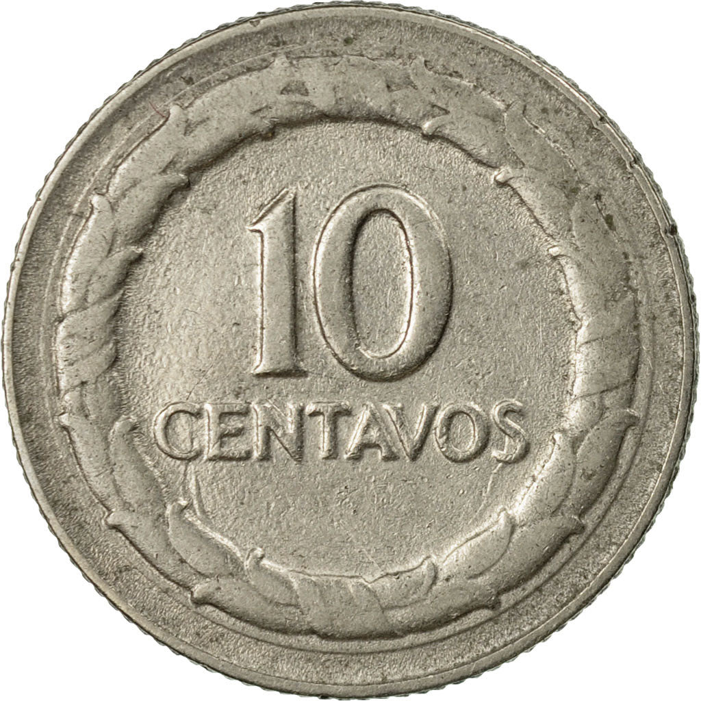 Moneda, Colombia, 10 Centavos, 1968, MBC, Níquel recubierto de acero, KM:226