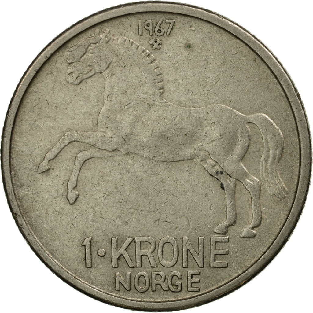 Moneta, Norwegia, Olav V, Krone, 1967, EF(40-45), Miedź-Nikiel, KM:409