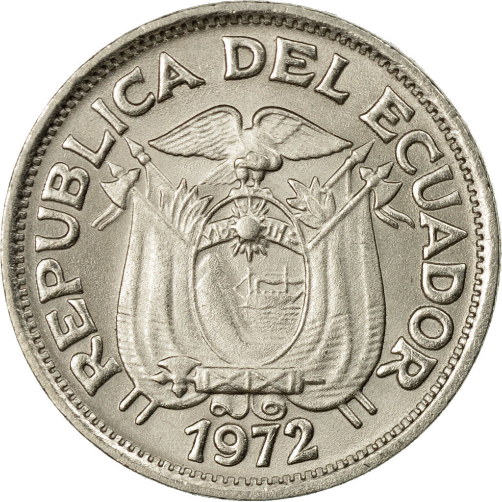 Coin, Ecuador, 10 Centavos, Diez, 1972, AU(55-58), Nickel Clad Steel, KM:76c