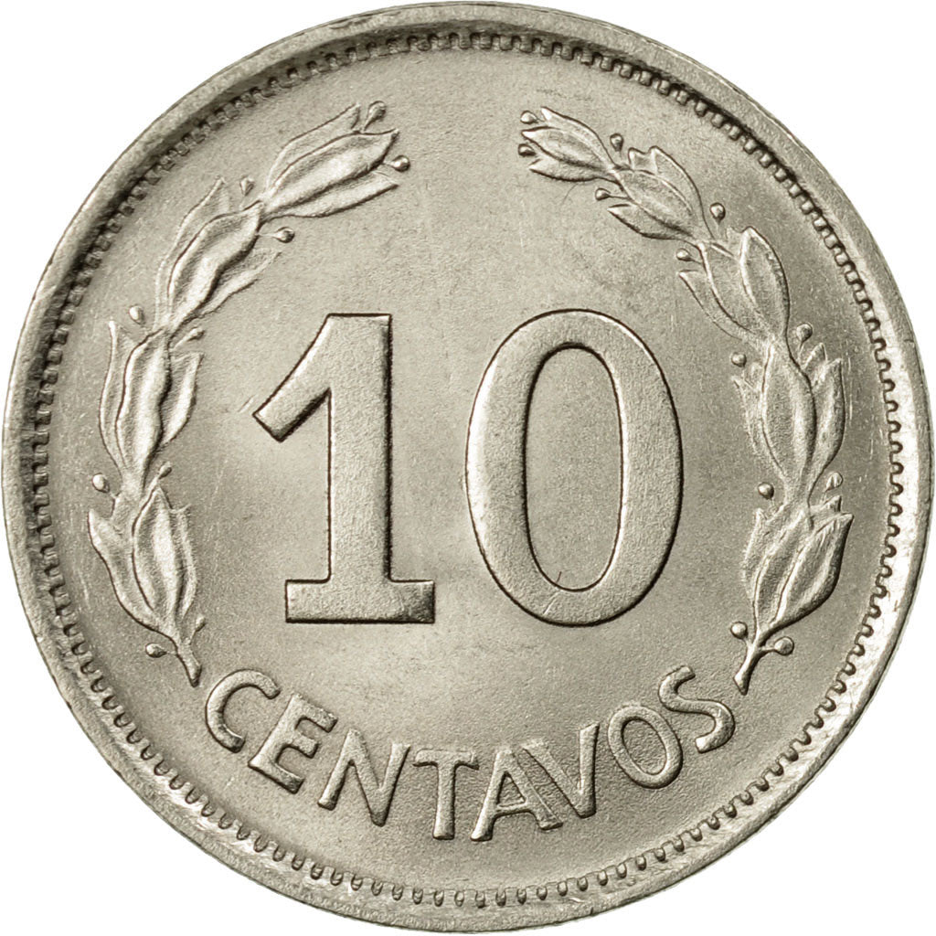 Coin, Ecuador, 10 Centavos, Diez, 1972, AU(55-58), Nickel Clad Steel, KM:76c