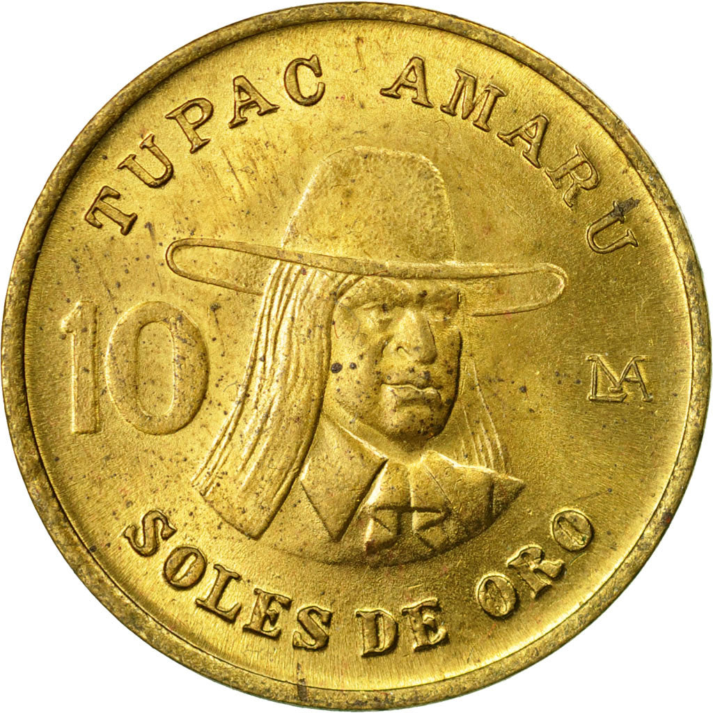 Coin, Peru, 10 Soles, 1980, Lima, VF(30-35), Brass, KM:272.2