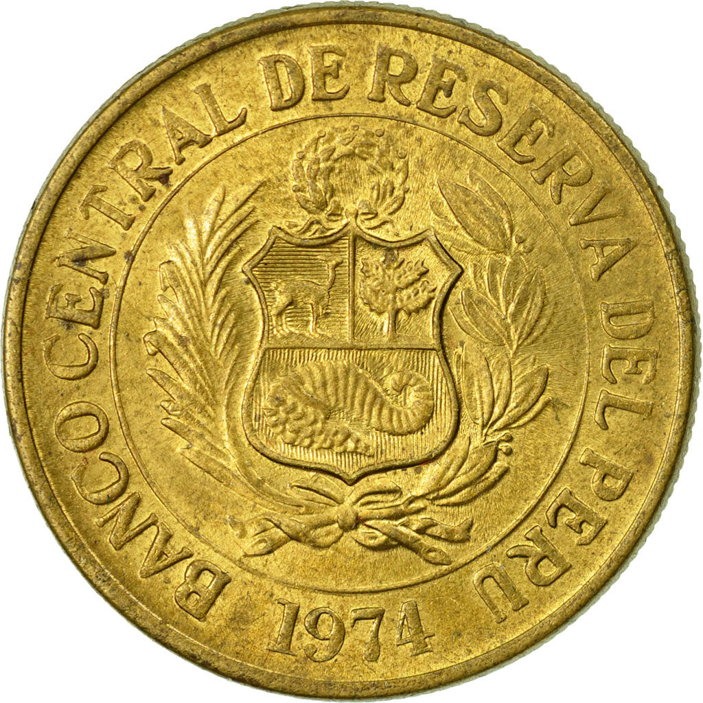 Coin, Peru, Sol, 1974, Lima, VF(30-35), Brass, KM:248