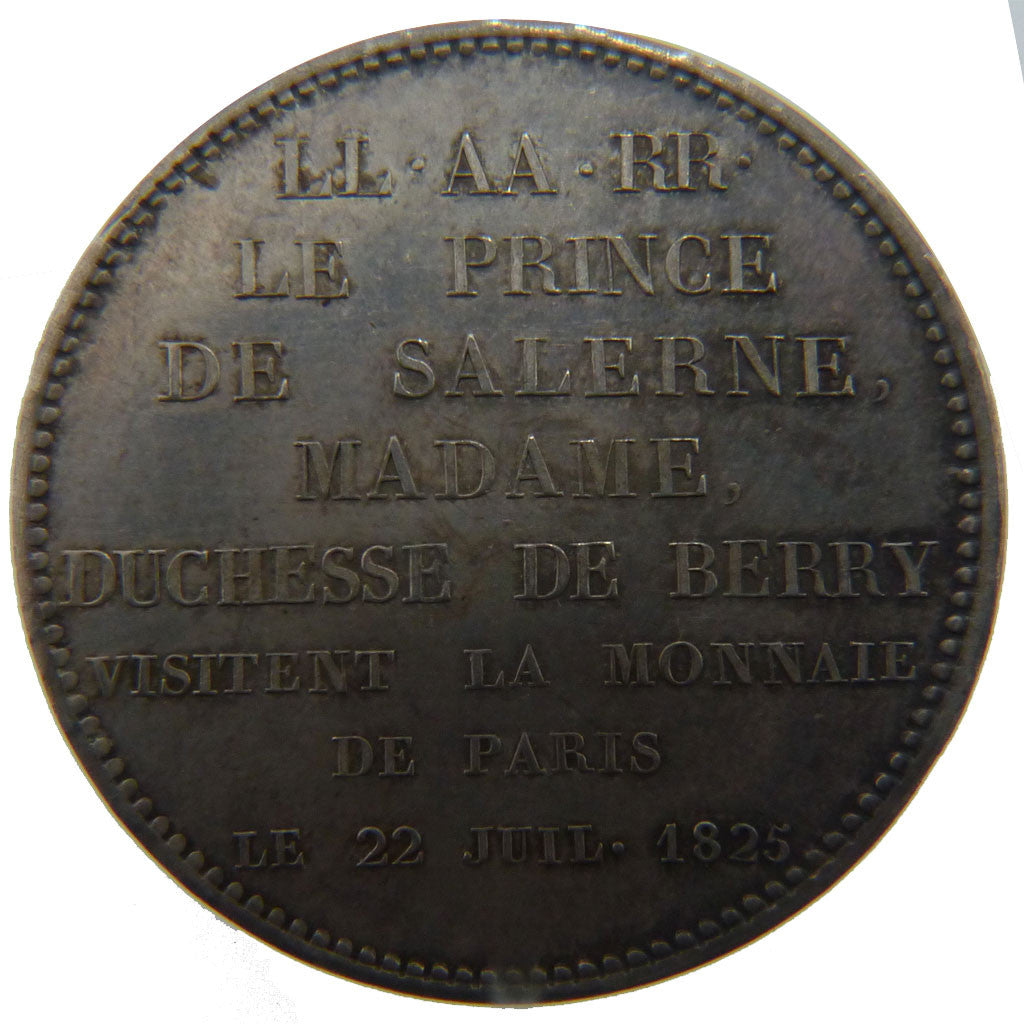 Monnaie, France, Charles X, Visite Prince de Salerne, 5 Francs, 1825, Paris