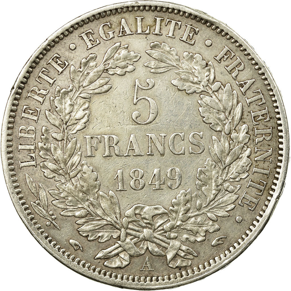 Monnaie, France, Cérès, 5 Francs, 1849, Paris, Main et Main, TTB+, Argent