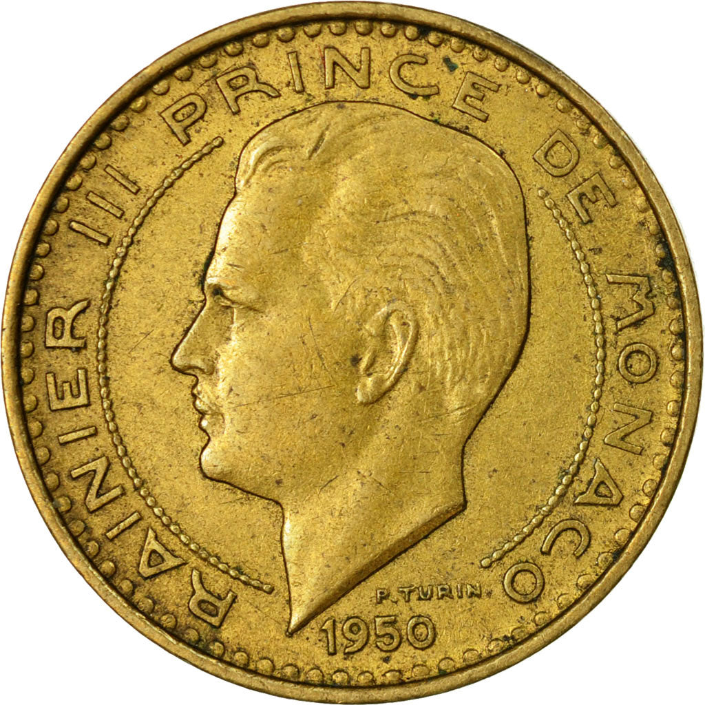 Coin, Monaco, Rainier III, 10 Francs, 1950, VF(30-35), Aluminum-Bronze, KM:130