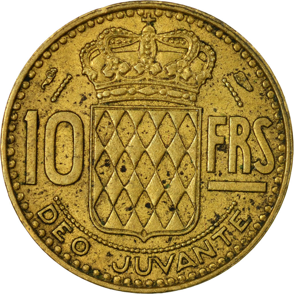 Coin, Monaco, Rainier III, 10 Francs, 1950, VF(30-35), Aluminum-Bronze, KM:130