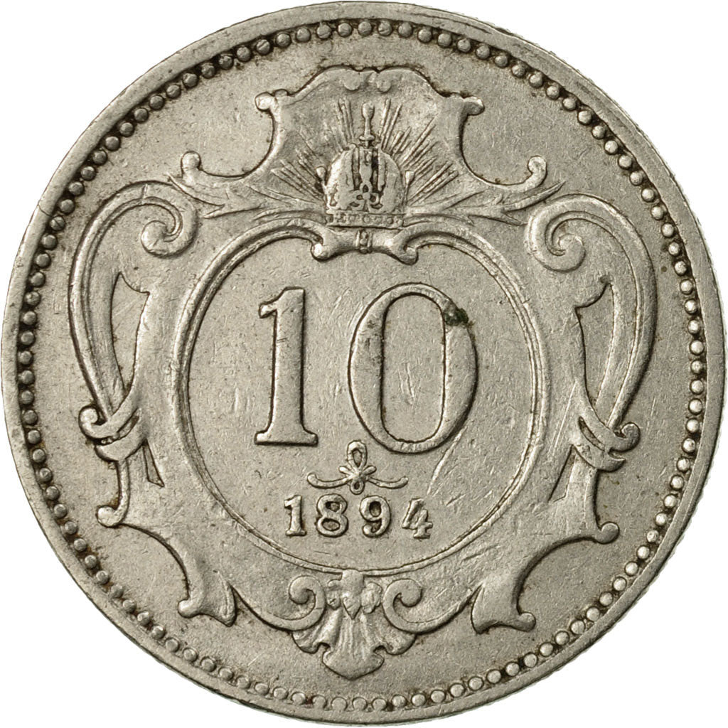 Coin, Austria, Franz Joseph I, 10 Heller, 1894, EF(40-45), Nickel, KM:2802