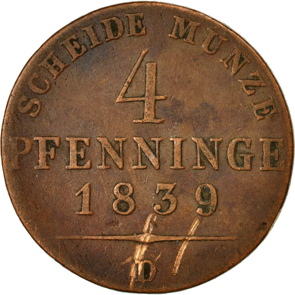 Coin, German States, PRUSSIA, Friedrich Wilhelm III, 4 Pfennig, 1839