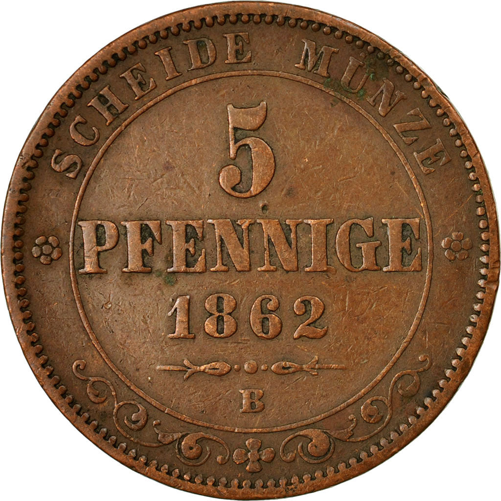 Monnaie, Etats allemands, SAXONY-ALBERTINE, Johann, 5 Pfennig, 1862, Dresde