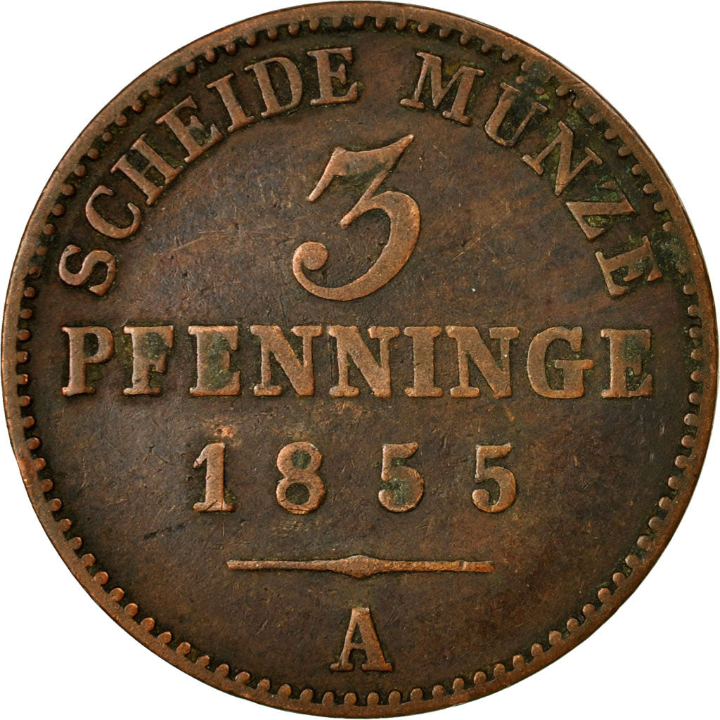 Münze, Deutsch Staaten, PRUSSIA, Friedrich Wilhelm IV, 3 Pfennig, 1855, Berlin
