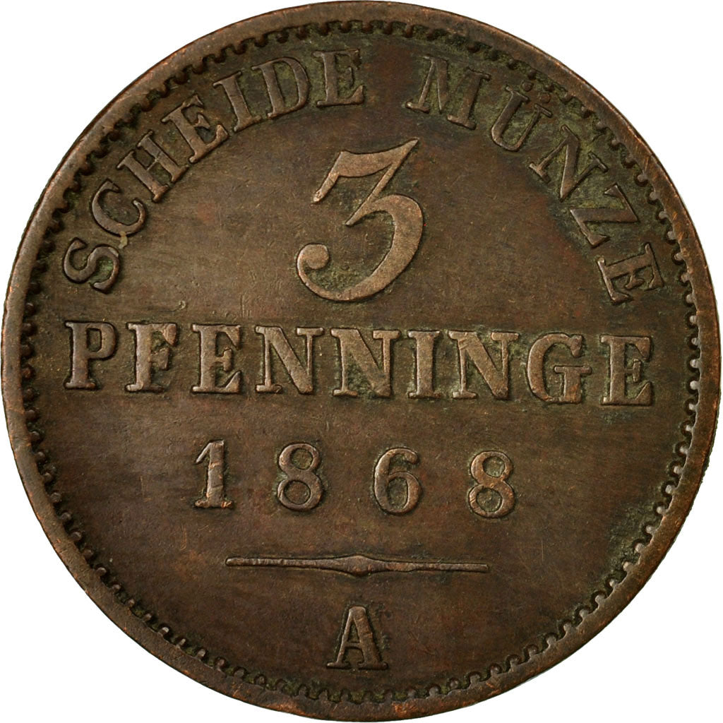 Coin, German States, PRUSSIA, Wilhelm I, 3 Pfennig, 1868, Berlin, EF(40-45)