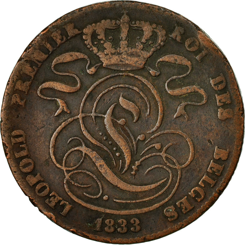 Monnaie, Belgique, Leopold I, 5 Centimes, 1833, B+, Cuivre, KM:5.1