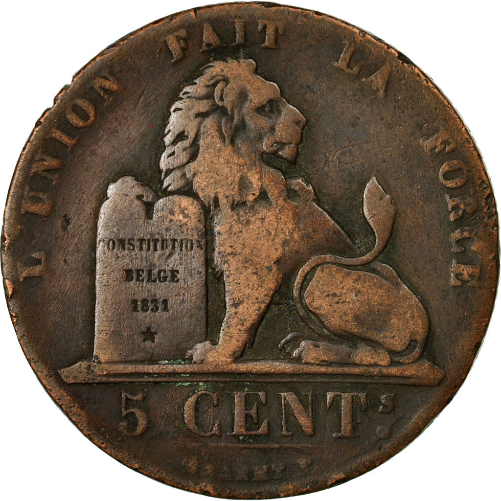 Monnaie, Belgique, Leopold I, 5 Centimes, 1833, B+, Cuivre, KM:5.1