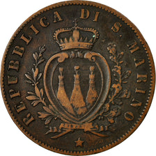 Coin, San Marino, 5 Centesimi, 1869, Rome, VF(30-35), Copper, KM:1