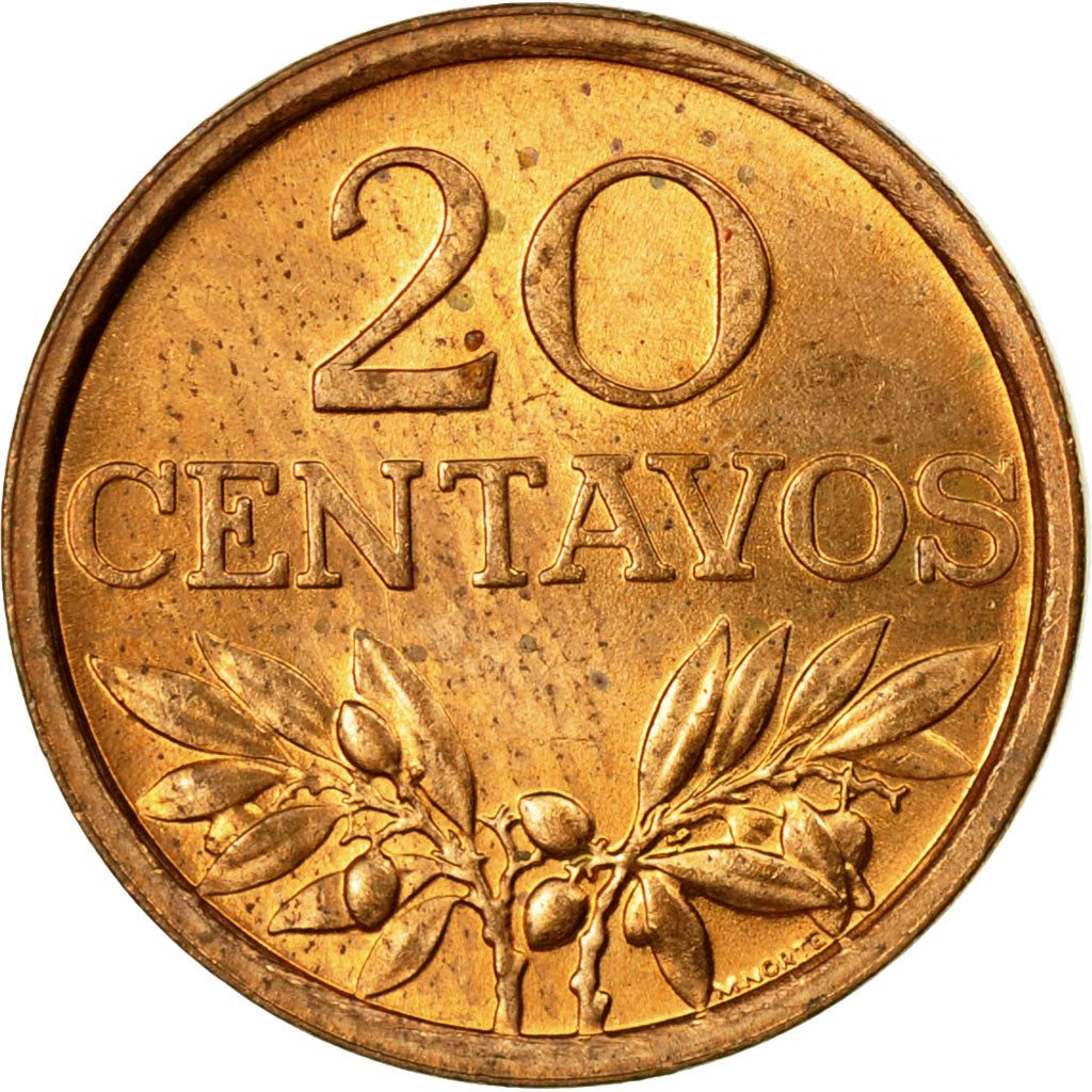 Coin, Portugal, 20 Centavos, 1974, MS(63), Bronze, KM:595