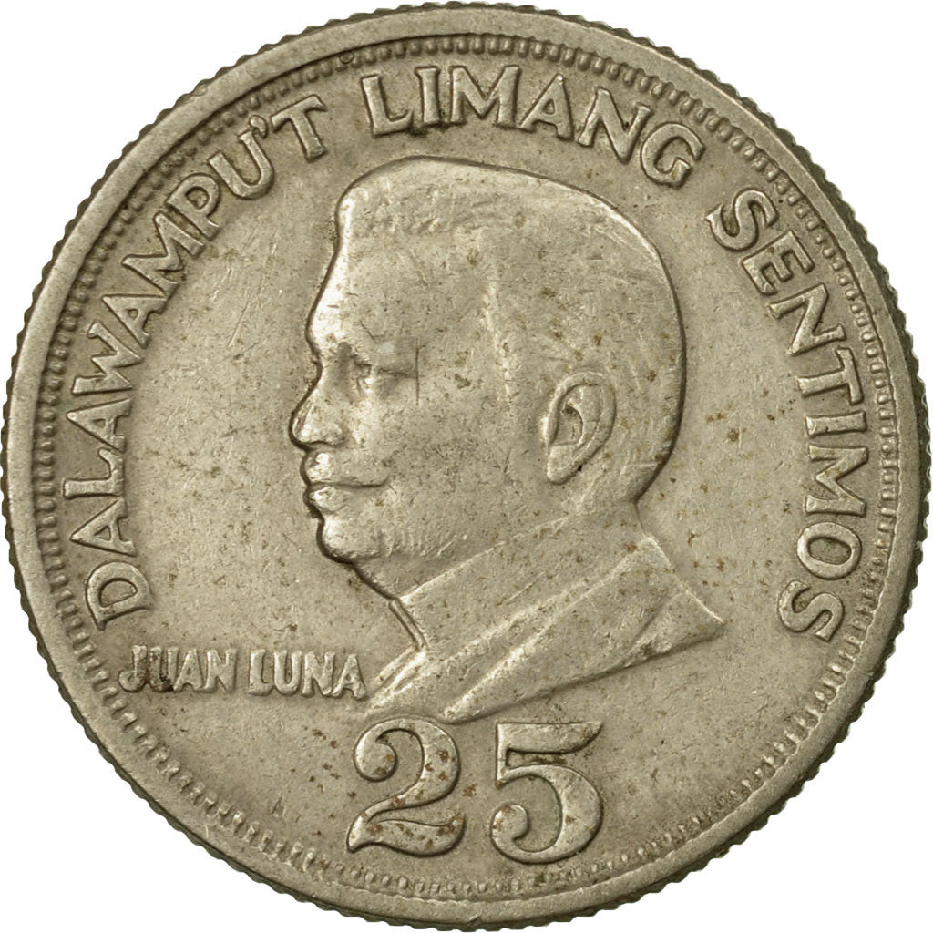 Coin, Philippines, 25 Sentimos, 1972, VF(30-35), Copper-Nickel-Zinc, KM:199