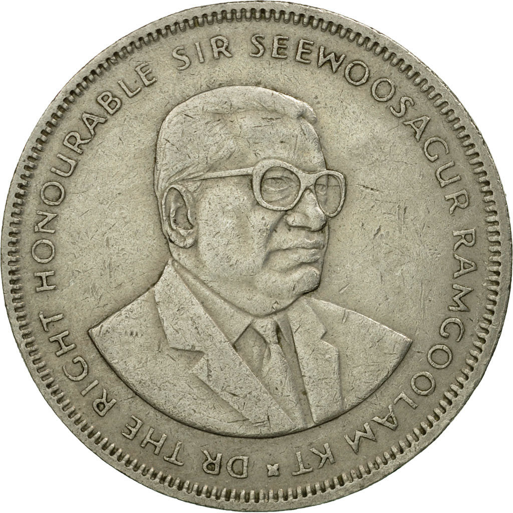 Coin, Mauritius, 5 Rupees, 1987, VF(30-35), Copper-nickel, KM:56