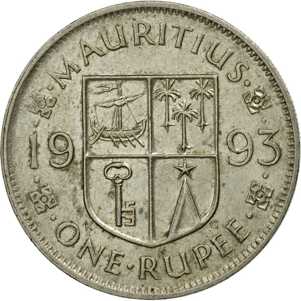 Munten, Mauritius, Rupee, 1993, ZF, Copper-nickel, KM:55