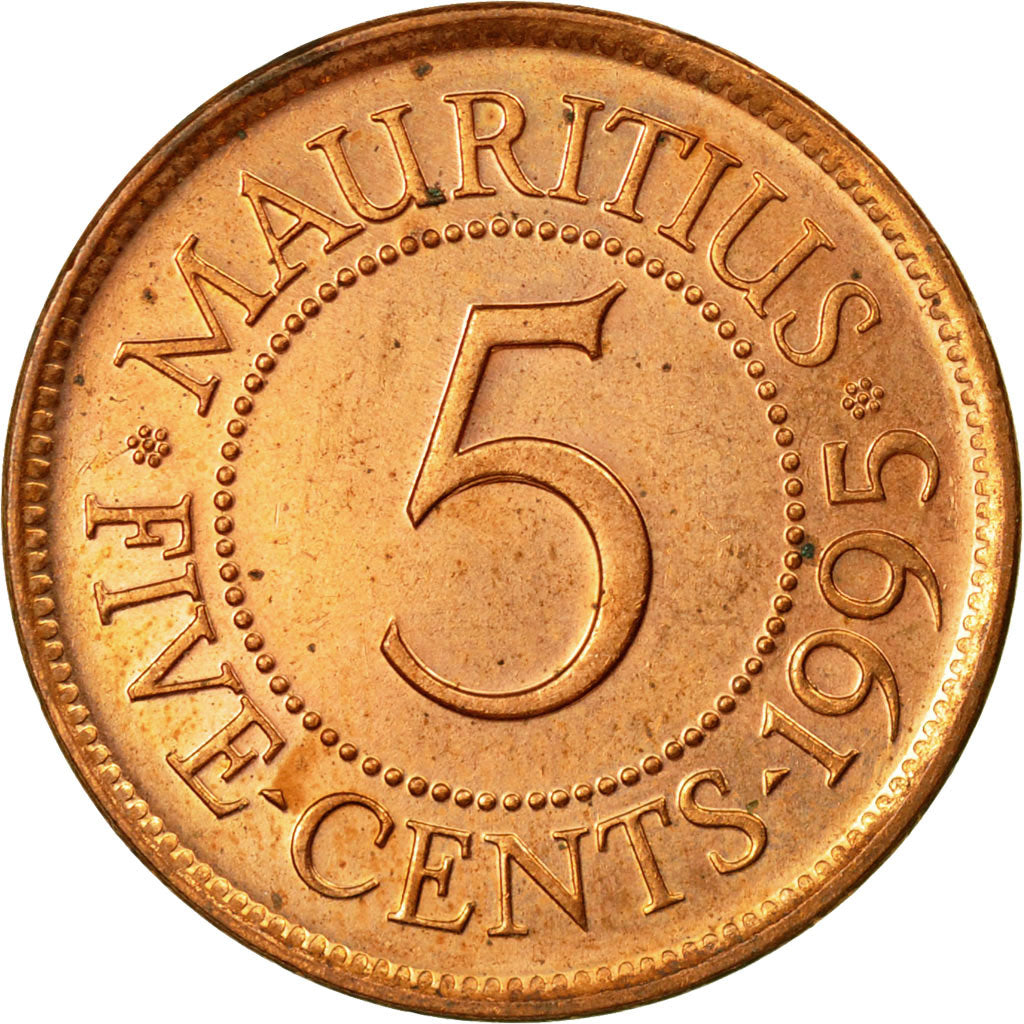 Coin, Mauritius, 5 Cents, 1995, AU(50-53), Copper Plated Steel, KM:52