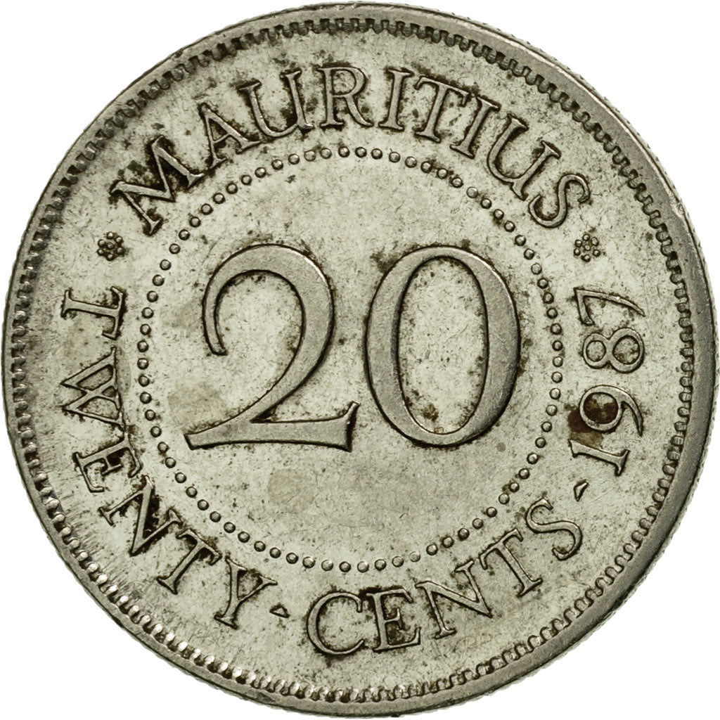 Münze, Mauritius, 20 Cents, 1987, S, Nickel plated steel, KM:53