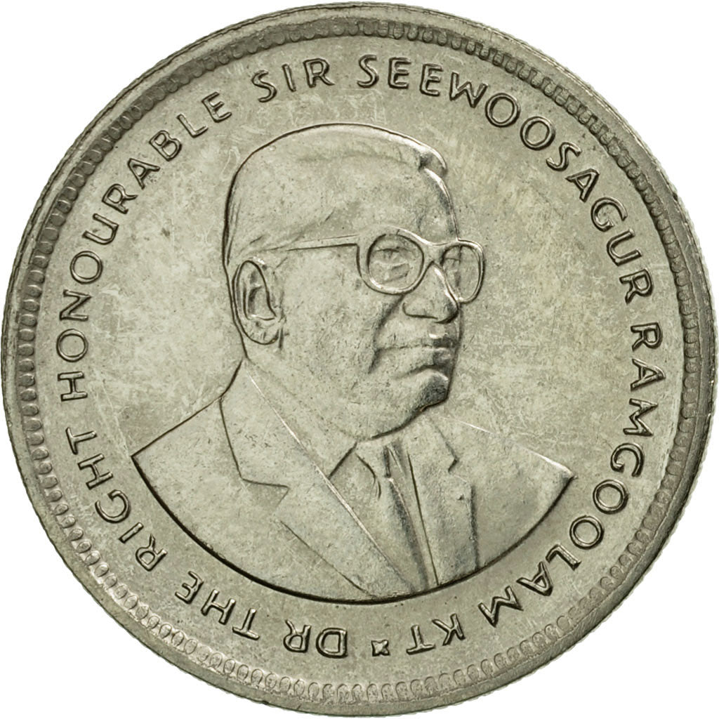 Coin, Mauritius, 20 Cents, 1995, AU(55-58), Nickel plated steel, KM:53