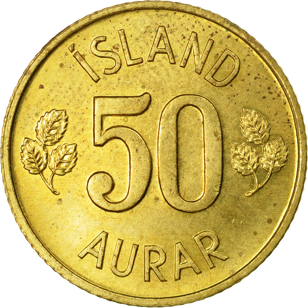 Coin, Iceland, 50 Aurar, 1973, EF(40-45), Nickel-brass, KM:17