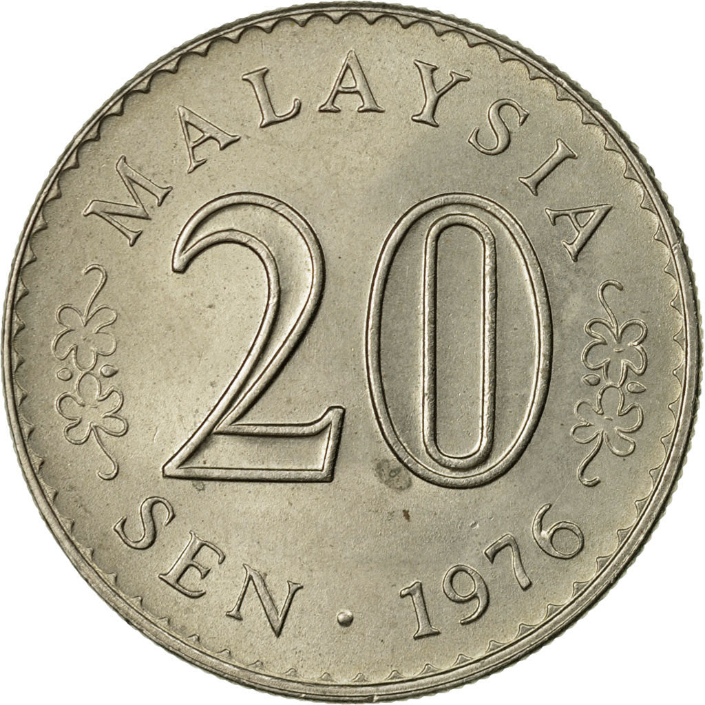 Coin, Malaysia, 20 Sen, 1976, Franklin Mint, AU(55-58), Copper-nickel, KM:4