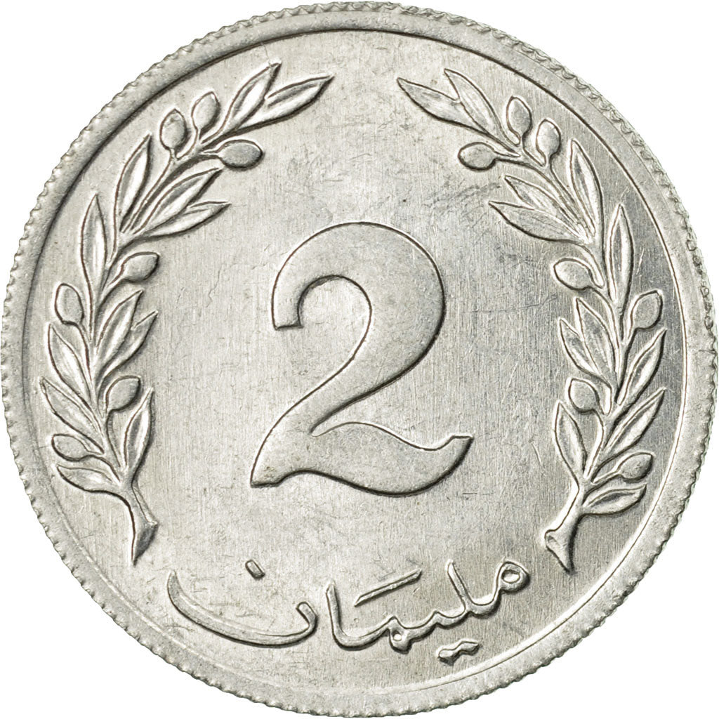 Coin, Tunisia, 2 Millim, 1960, Paris, MS(60-62), Aluminum, KM:281
