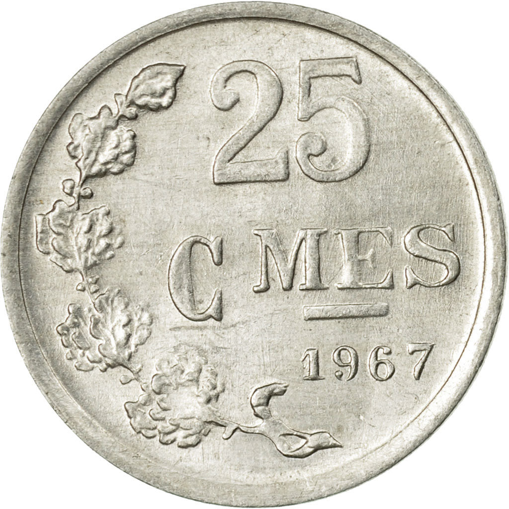 Coin, Luxembourg, Jean, 25 Centimes, 1967, MS(60-62), Aluminum, KM:45a.1