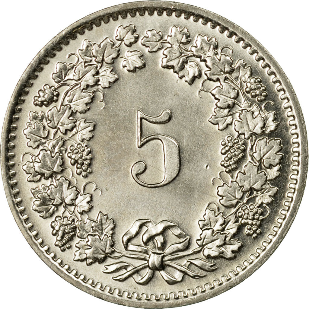 Münze, Schweiz, 5 Rappen, 1974, Bern, SS+, Copper-nickel, KM:26