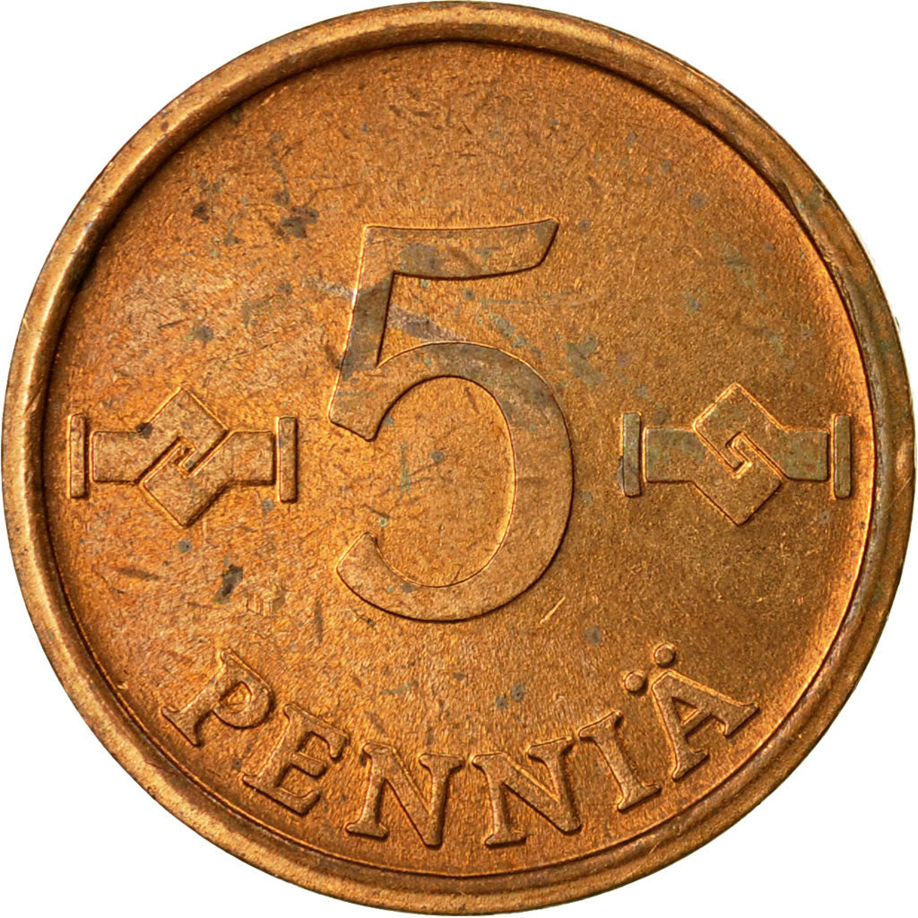 Coin, Finland, 5 Pennia, 1976, EF(40-45), Copper, KM:45