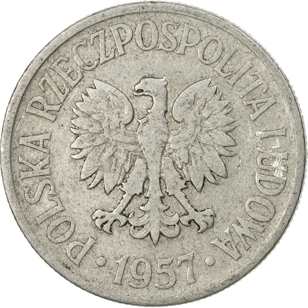 Coin, Poland, 50 Groszy, 1957, Warsaw, EF(40-45), Aluminum, KM:48.1