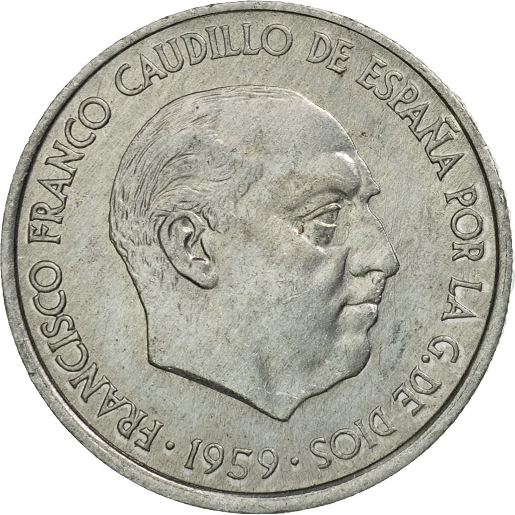 Coin, Spain, Francisco Franco, caudillo, 10 Centimos, 1959, AU(55-58), Aluminum