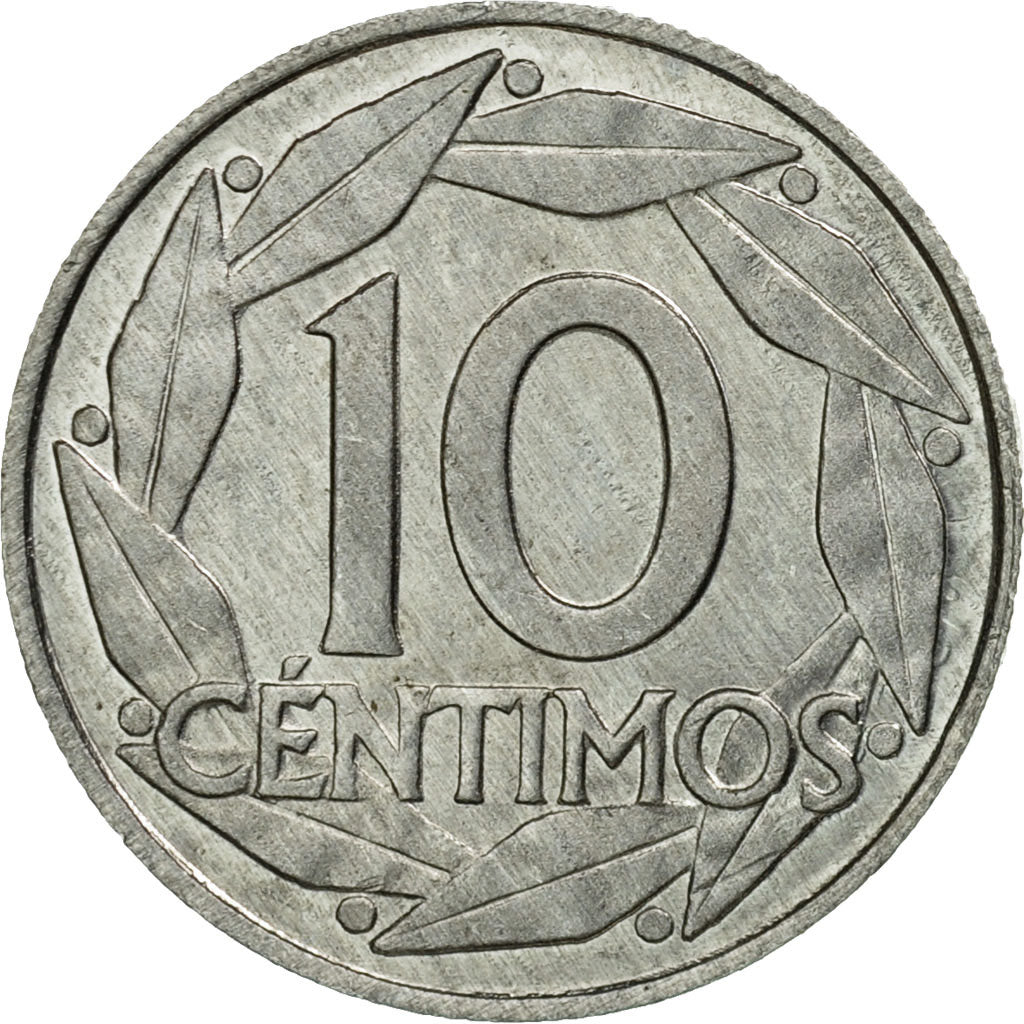 Coin, Spain, Francisco Franco, caudillo, 10 Centimos, 1959, AU(55-58), Aluminum