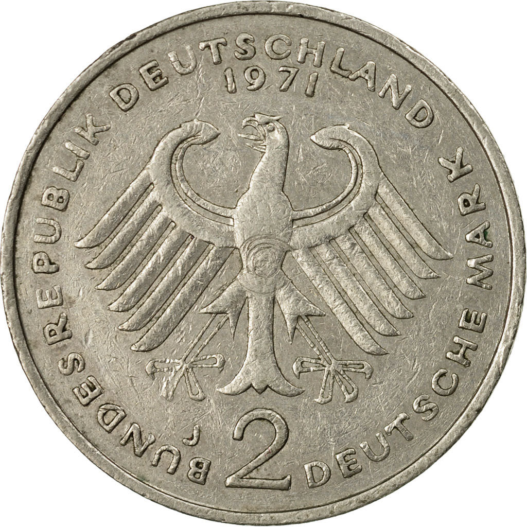 Coin, GERMANY - FEDERAL REPUBLIC, 2 Mark, 1971, Hambourg, EF(40-45)