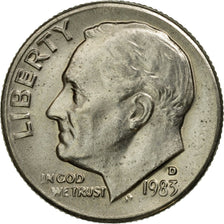 Moneta, Stati Uniti, Roosevelt Dime, Dime, 1983, U.S. Mint, Denver, BB, Rame