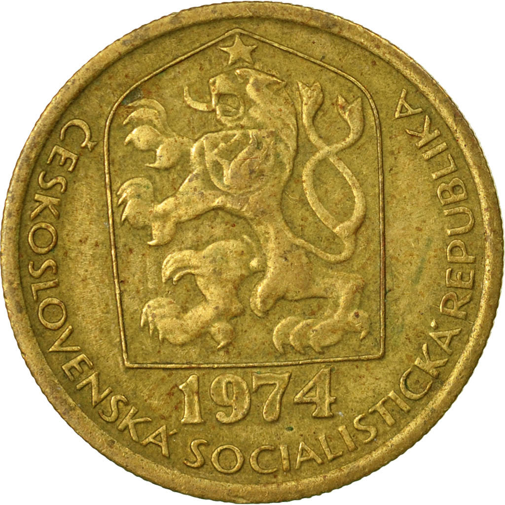 Moneta, Czechosłowacja, 20 Haleru, 1974, EF(40-45), Mosiądz niklowy, KM:74