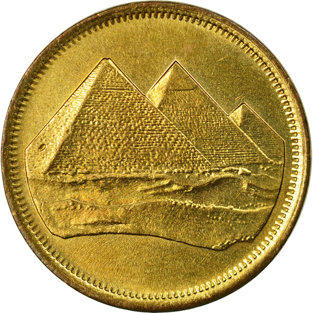 Coin, Egypt, 5 Piastres, 1994/AH1404, AU(55-58), Aluminum-Bronze, KM:622.1