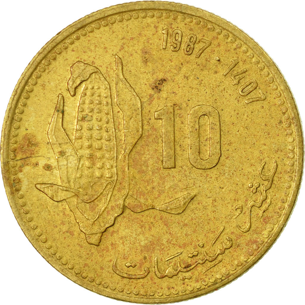 Coin, Morocco, al-Hassan II, 10 Santimat, 1987/AH1407, Paris, VF(20-25)
